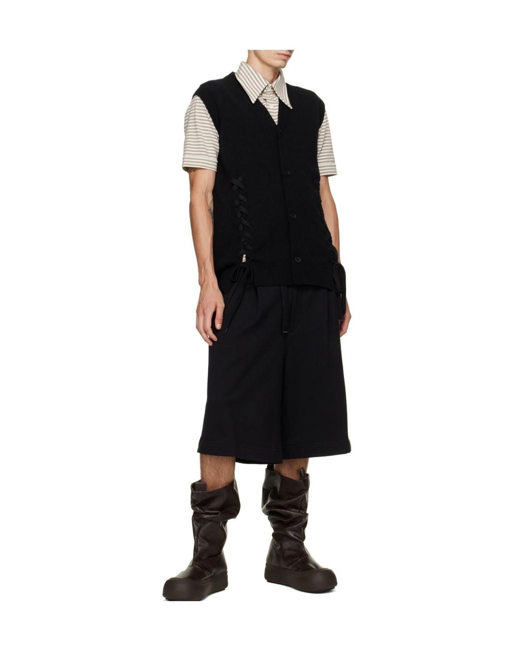 Yume Yume Black Ruched Mid-Calf Chelsea Boots for men