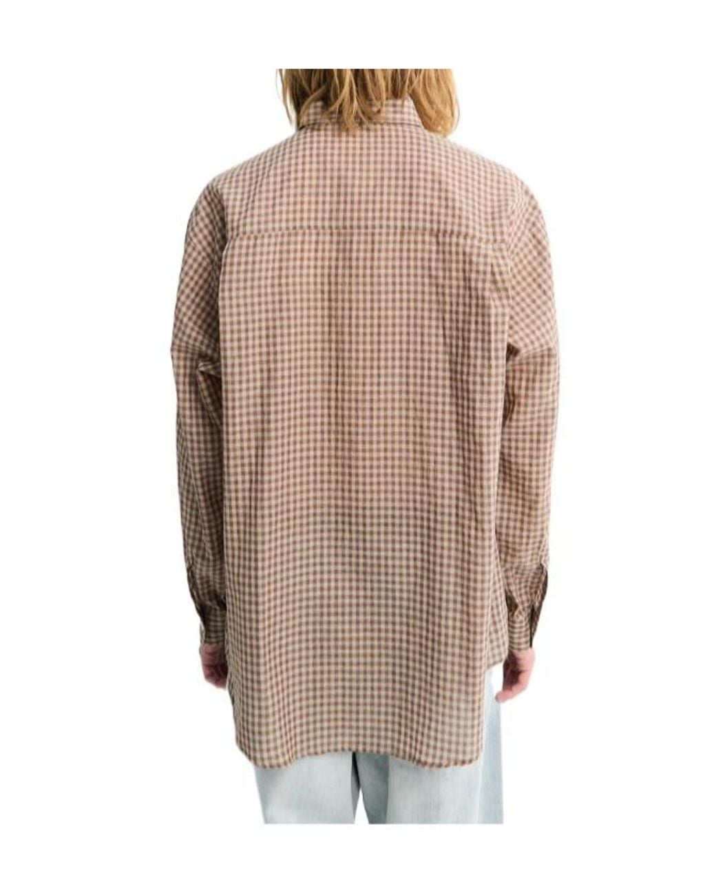 Auralee Brown Gingham-Check Shirt for men