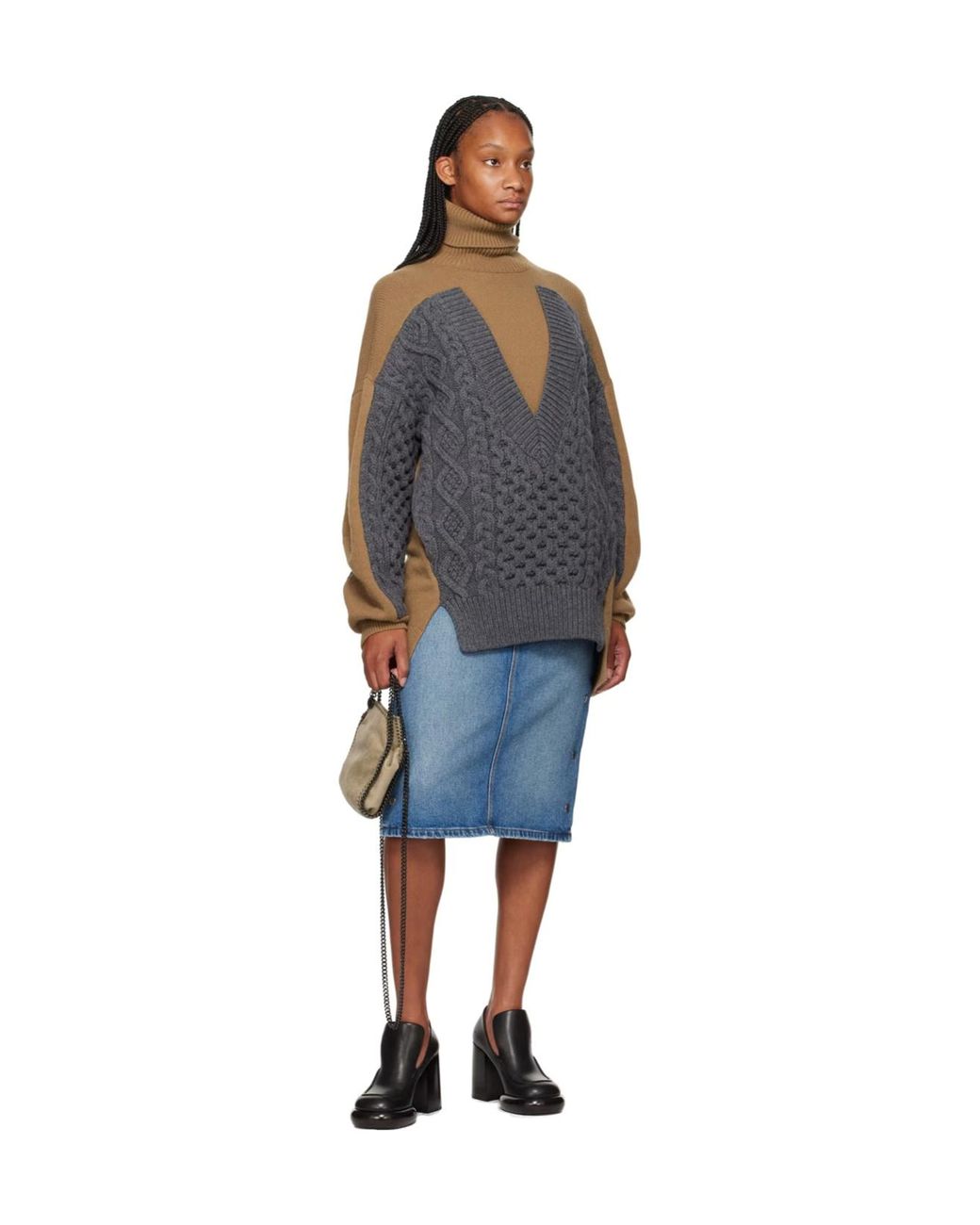 Stella McCartney Blue Snap Denim Midi Skirt