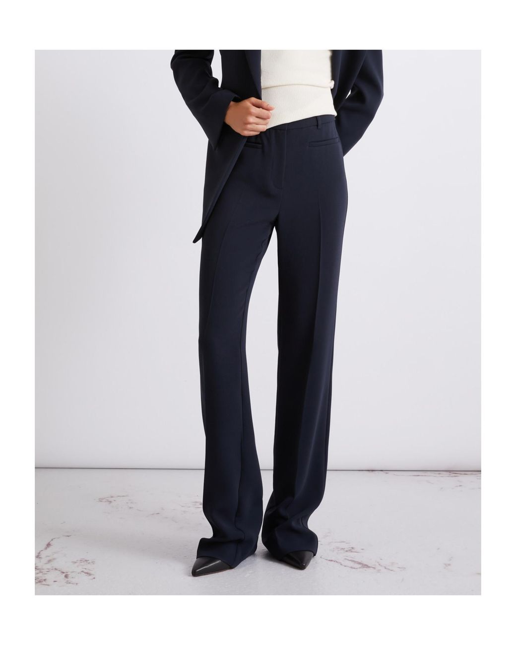 Marella Blue Pleated Straight Leg Pants