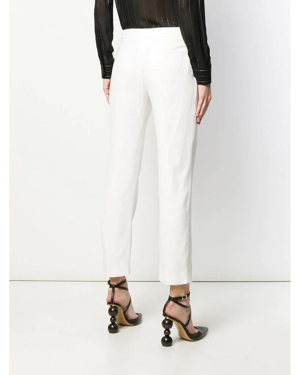 McQueen White Straight Leg Cropped Trousers