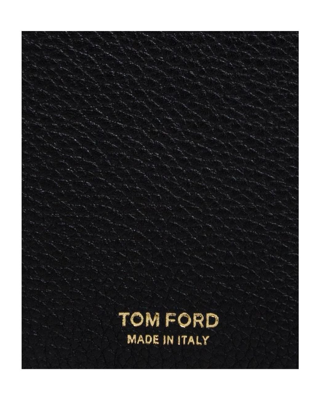 Tom Ford Black Textured Bi-Fold Card Holder for men
