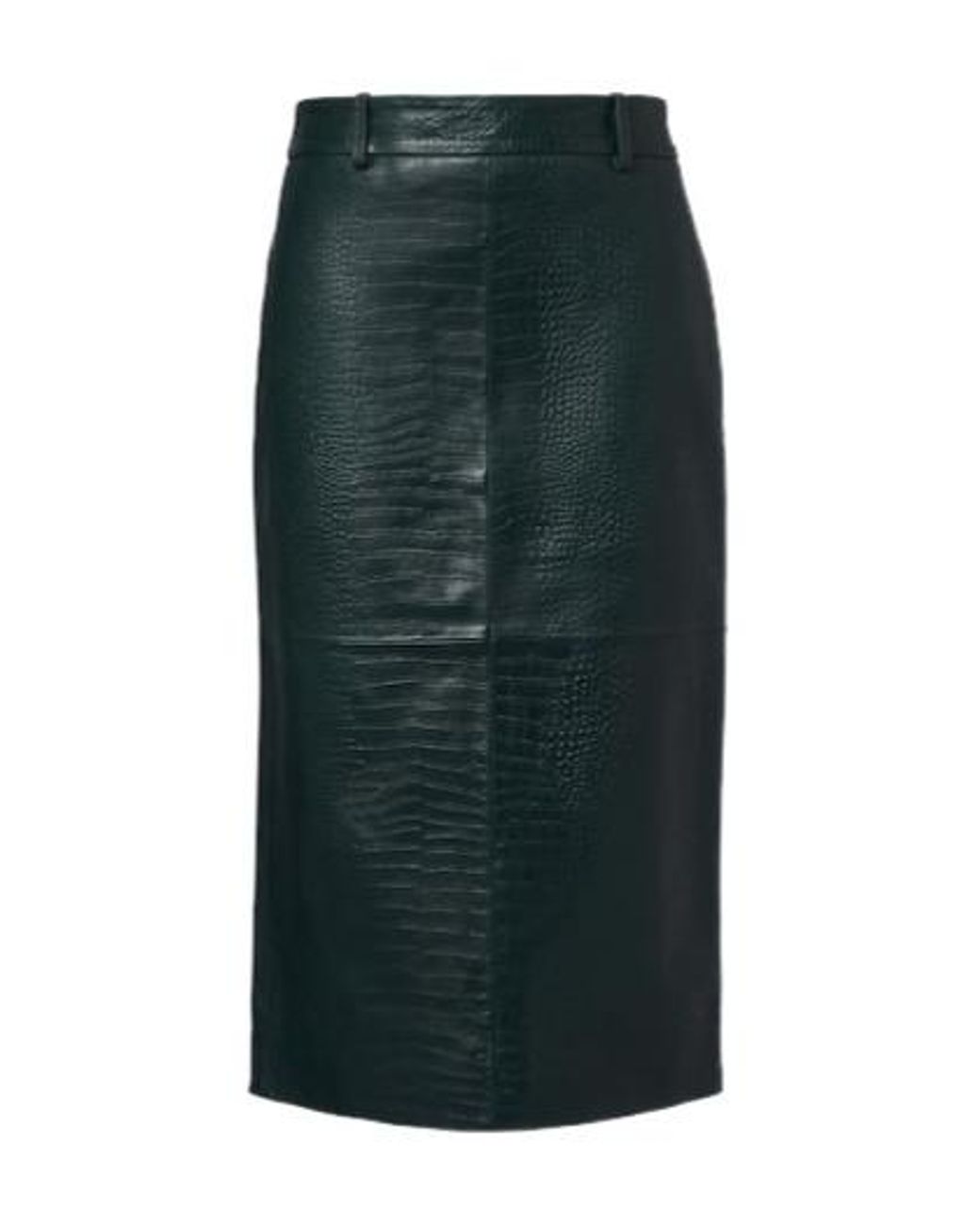 Frankie Shop Green Taney Croc-Effect Leather Pencil Skirt