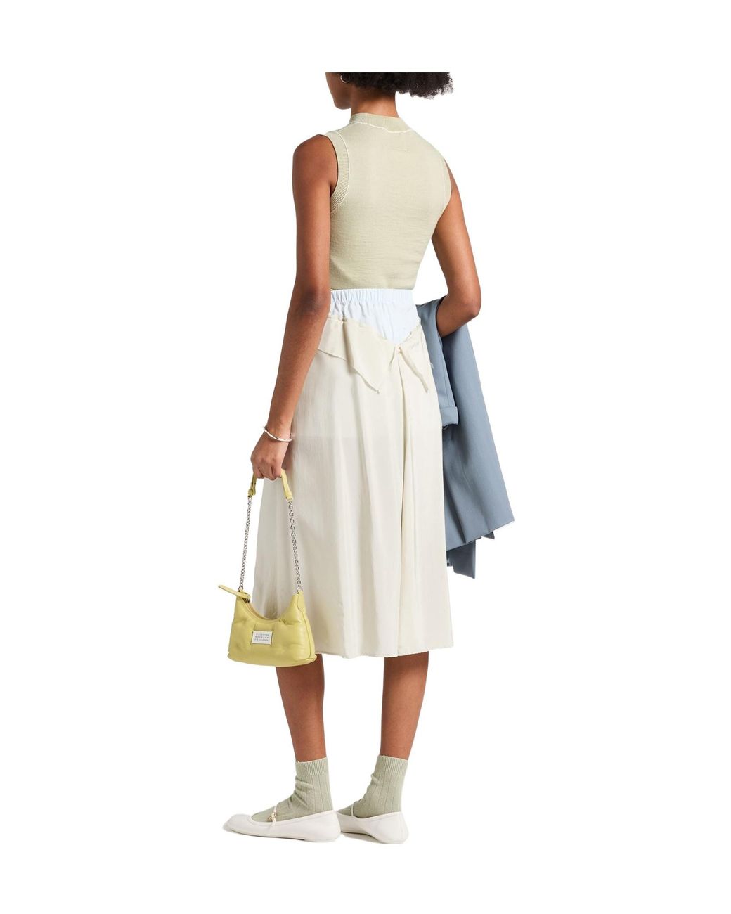 Maison Margiela White Plaid Panel Mini Skirt