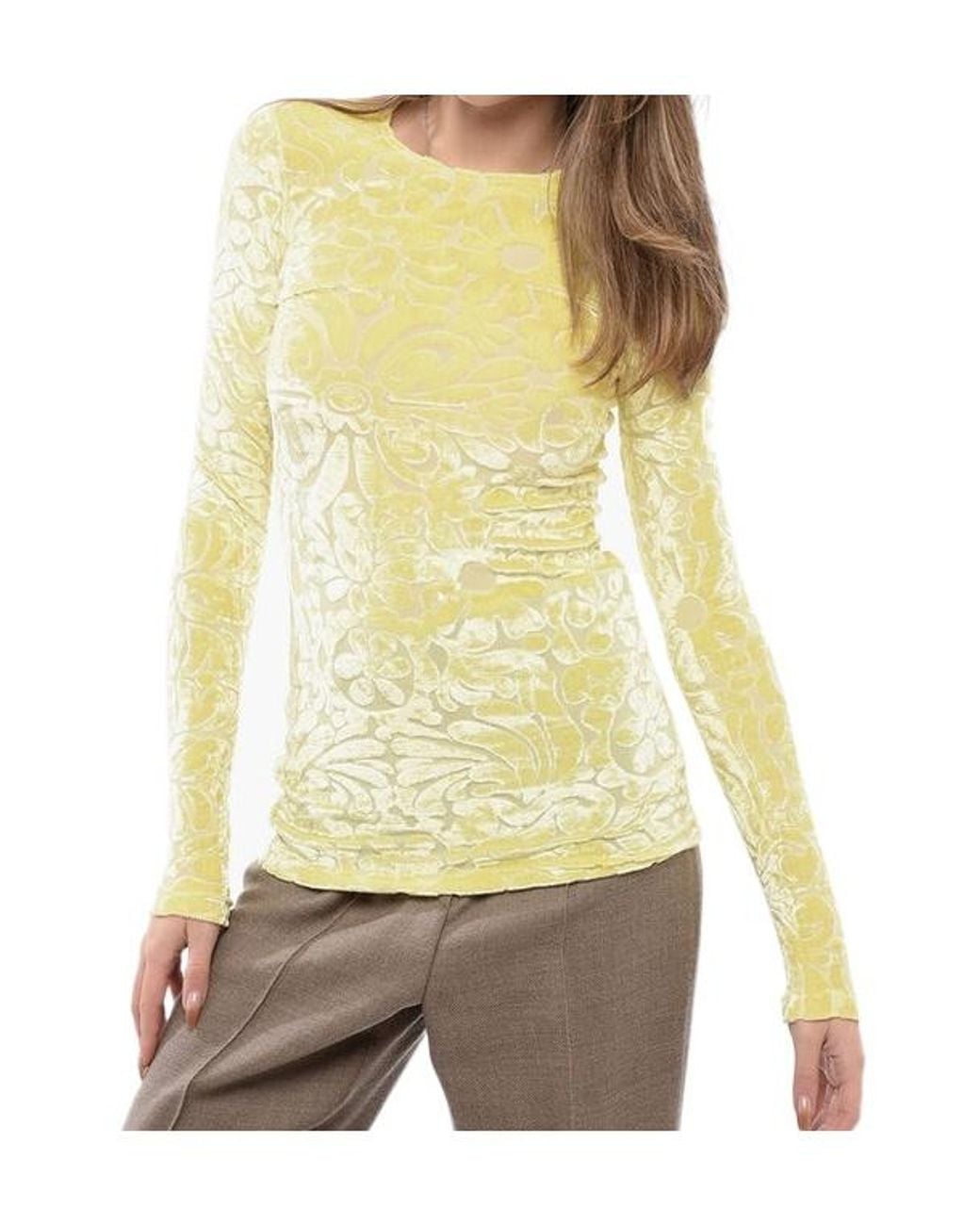 Jil Sander Natural Flocked Floral Top