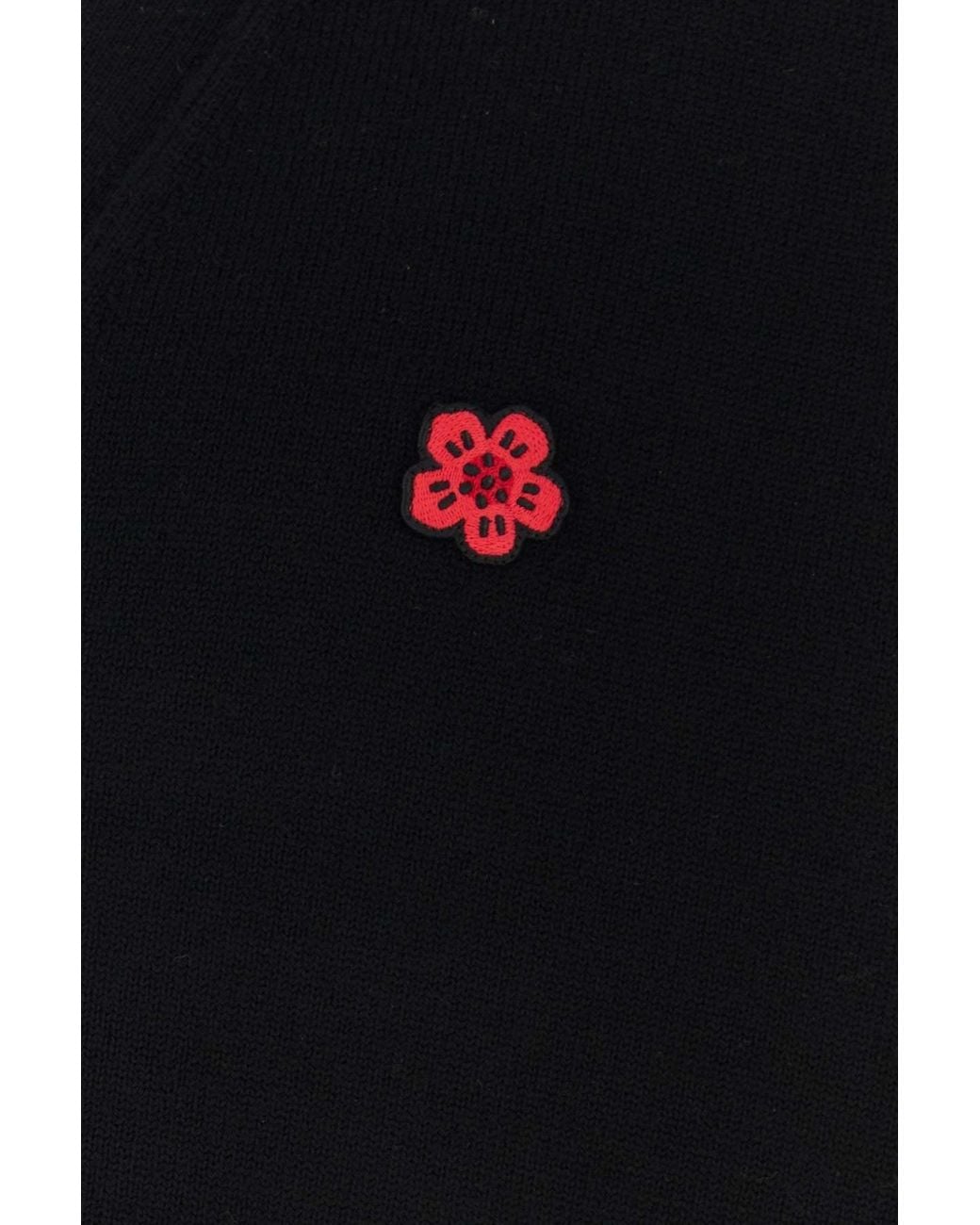 KENZO Black V-Neck Buttoned Cardigan for men