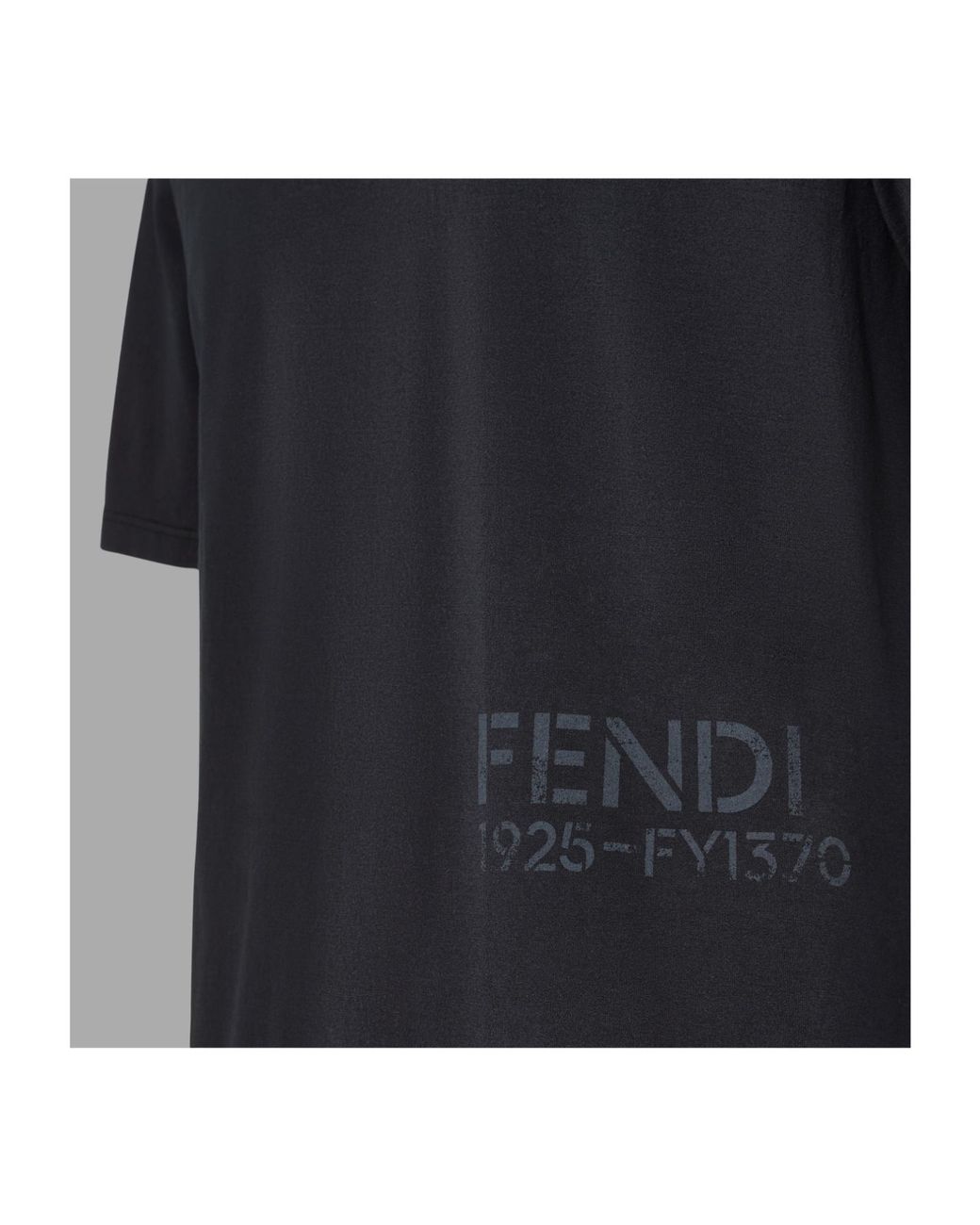 Fendi Black Logo Printed Crewneck T-Shirt for men