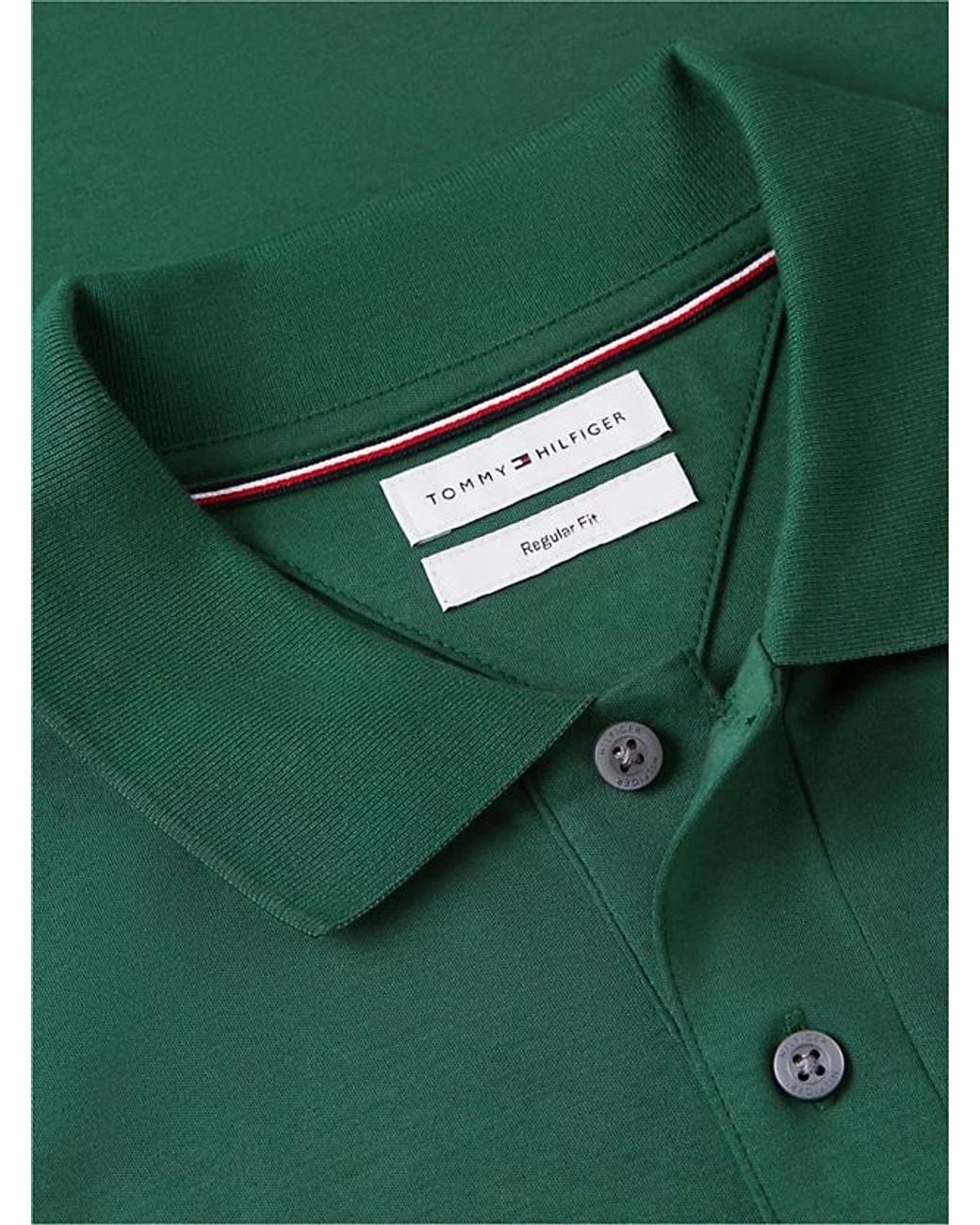 Tommy Hilfiger Green Regular Fit Fluid Cotton Polo Shirt for men
