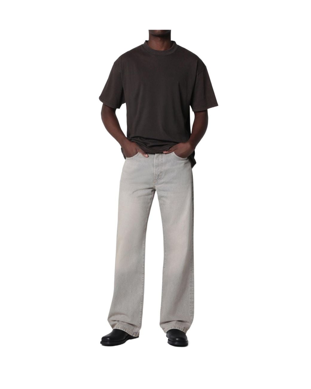 Jeanerica Black Vega Logo-Patch Straight-Leg Jeans for men