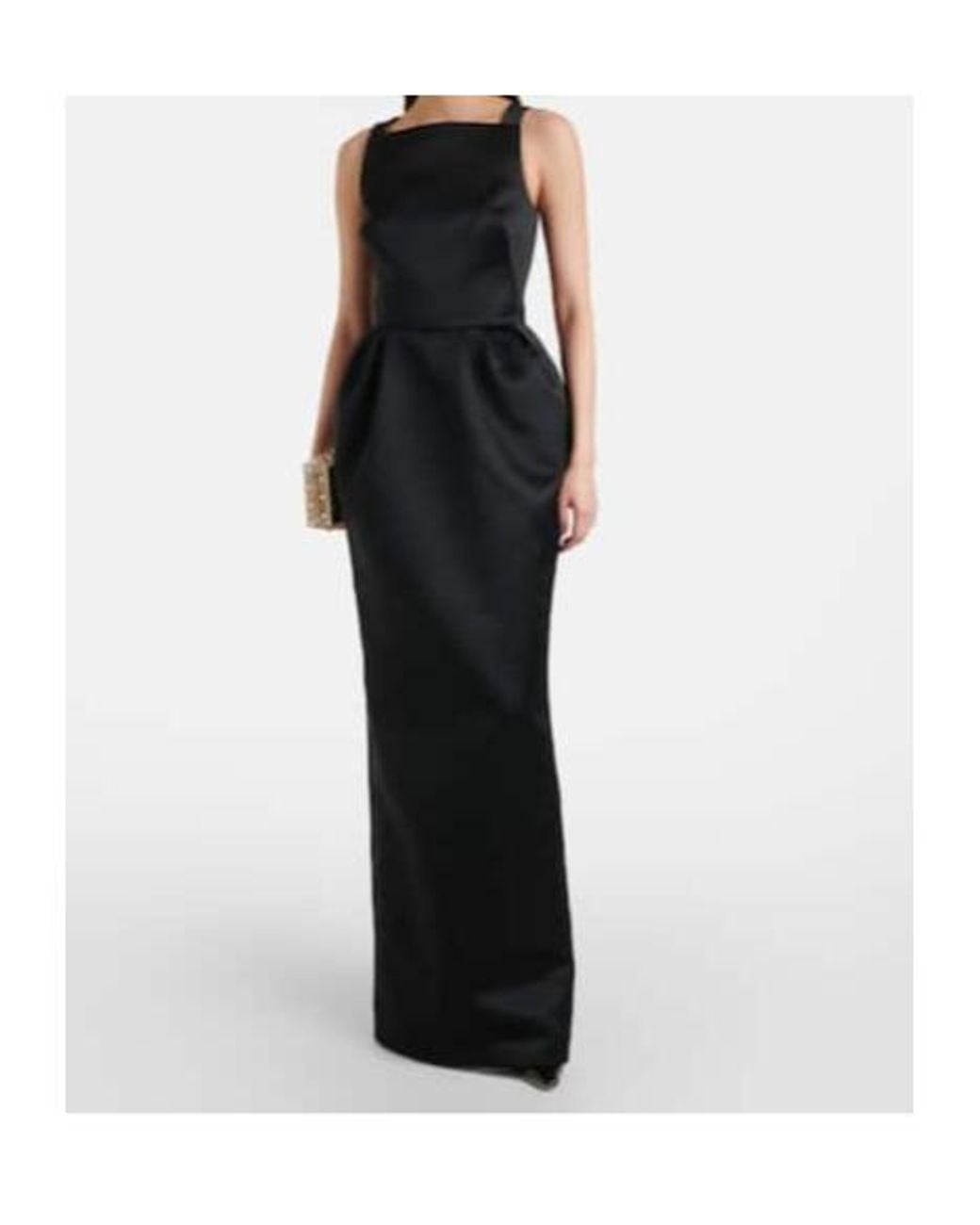 Safiyaa Black Trecchi Embroidered Duchesse Gown