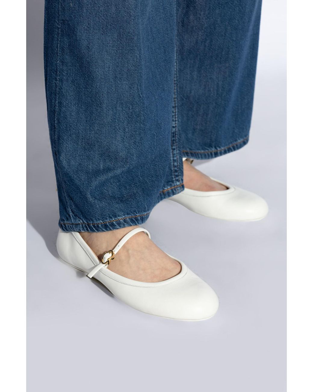 Gianvito Rossi White Round Head Ballet Flats