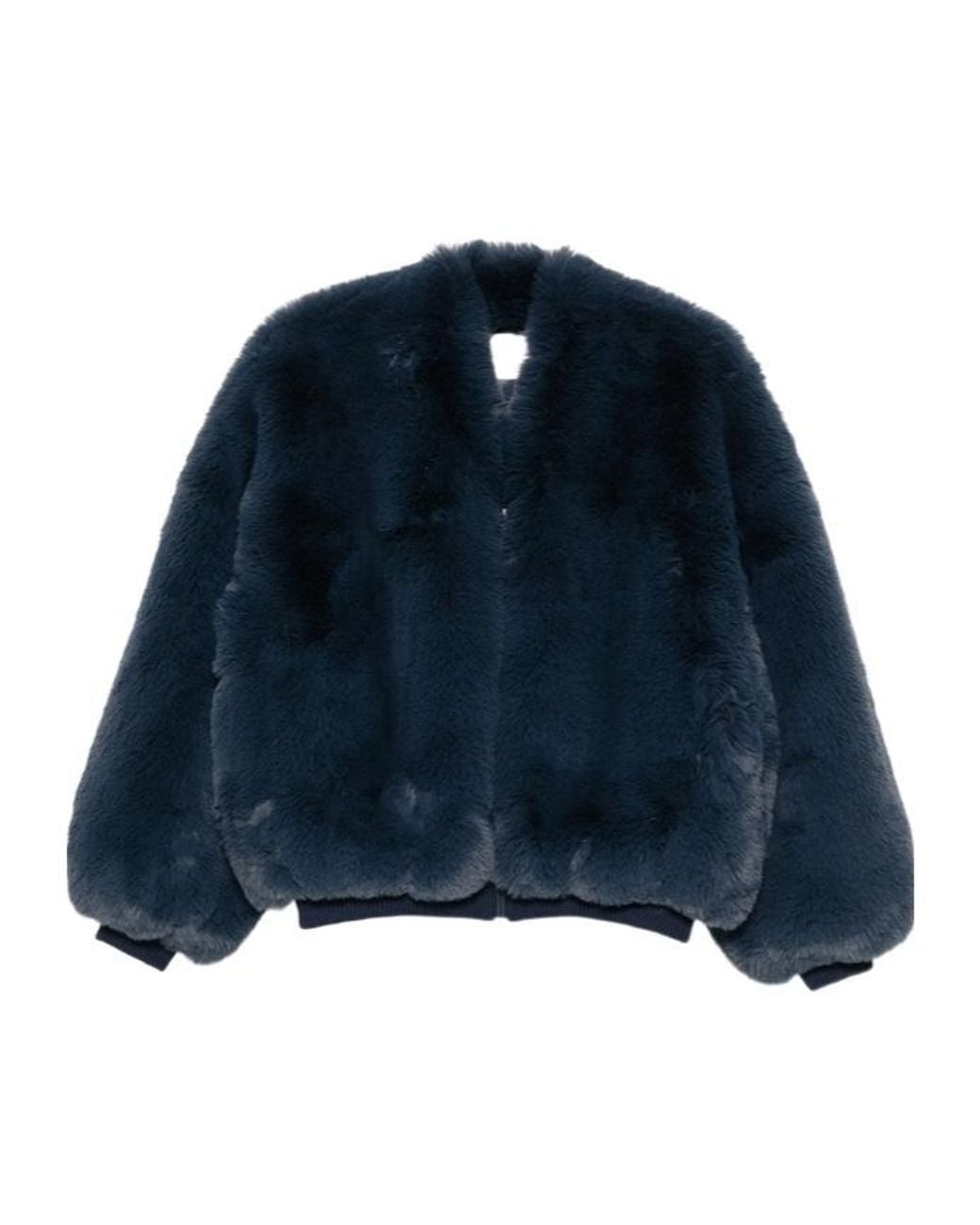 Frankie Shop Blue Fauxfur Short Jacket