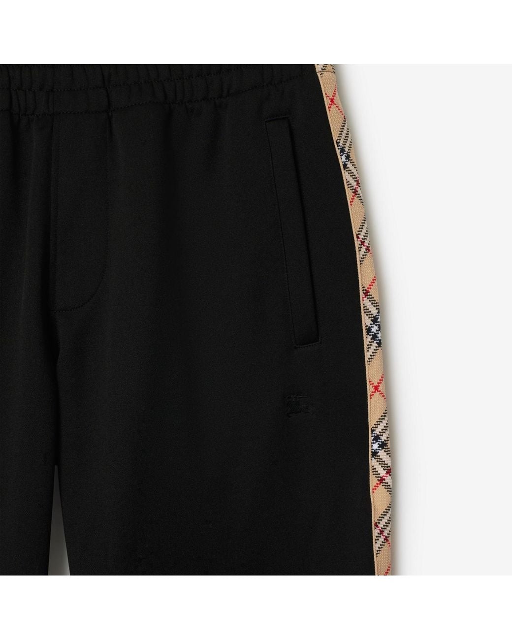 Burberry Black Check Trim Straight-Leg Track Pants for men
