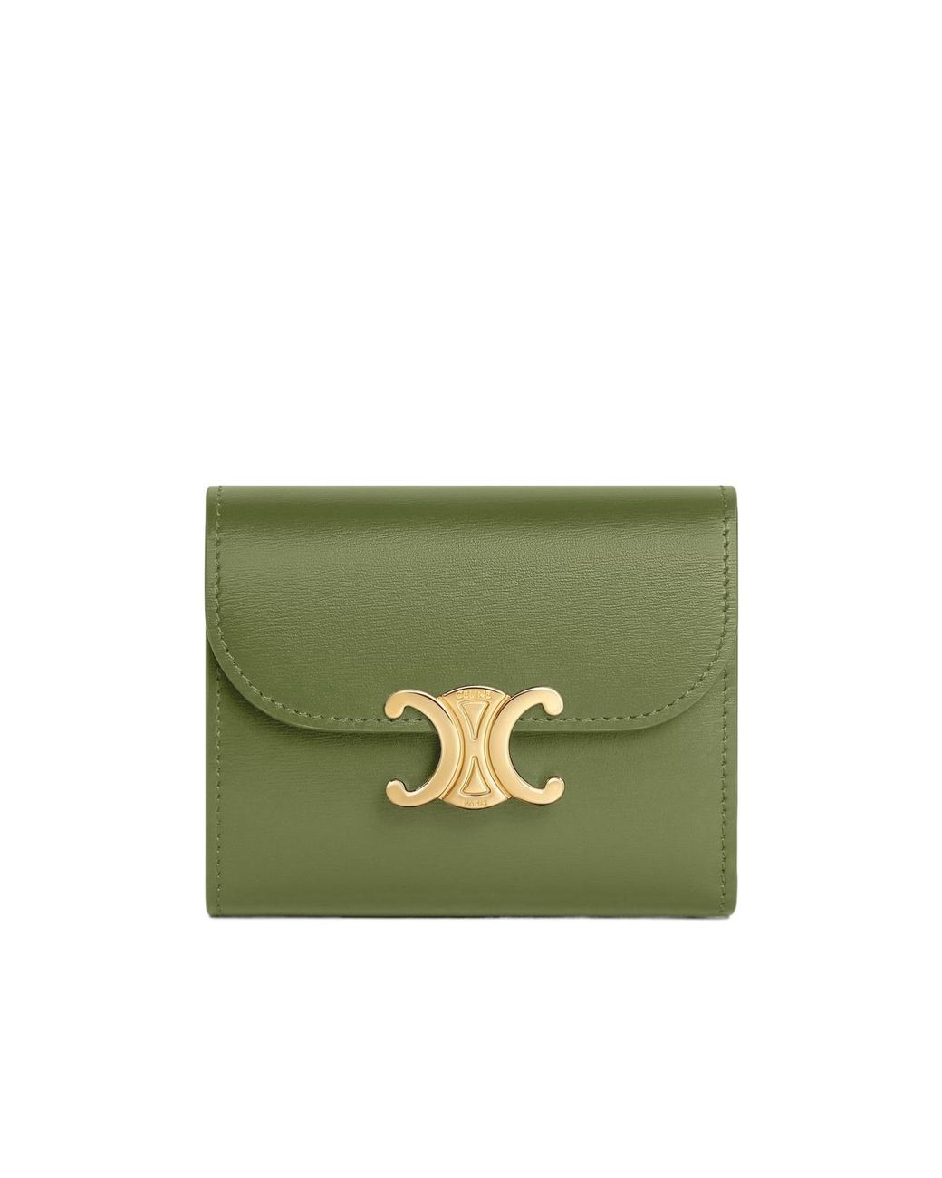 Céline Green Small Flap Wallet Triomphe