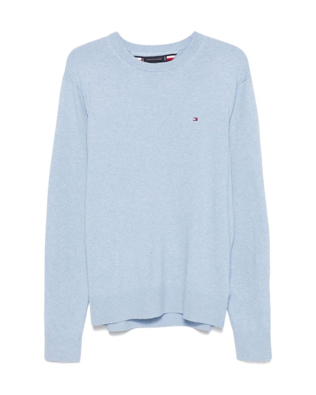 Tommy Hilfiger Blue Logo-Embroidered Crew-Neck Sweater for men