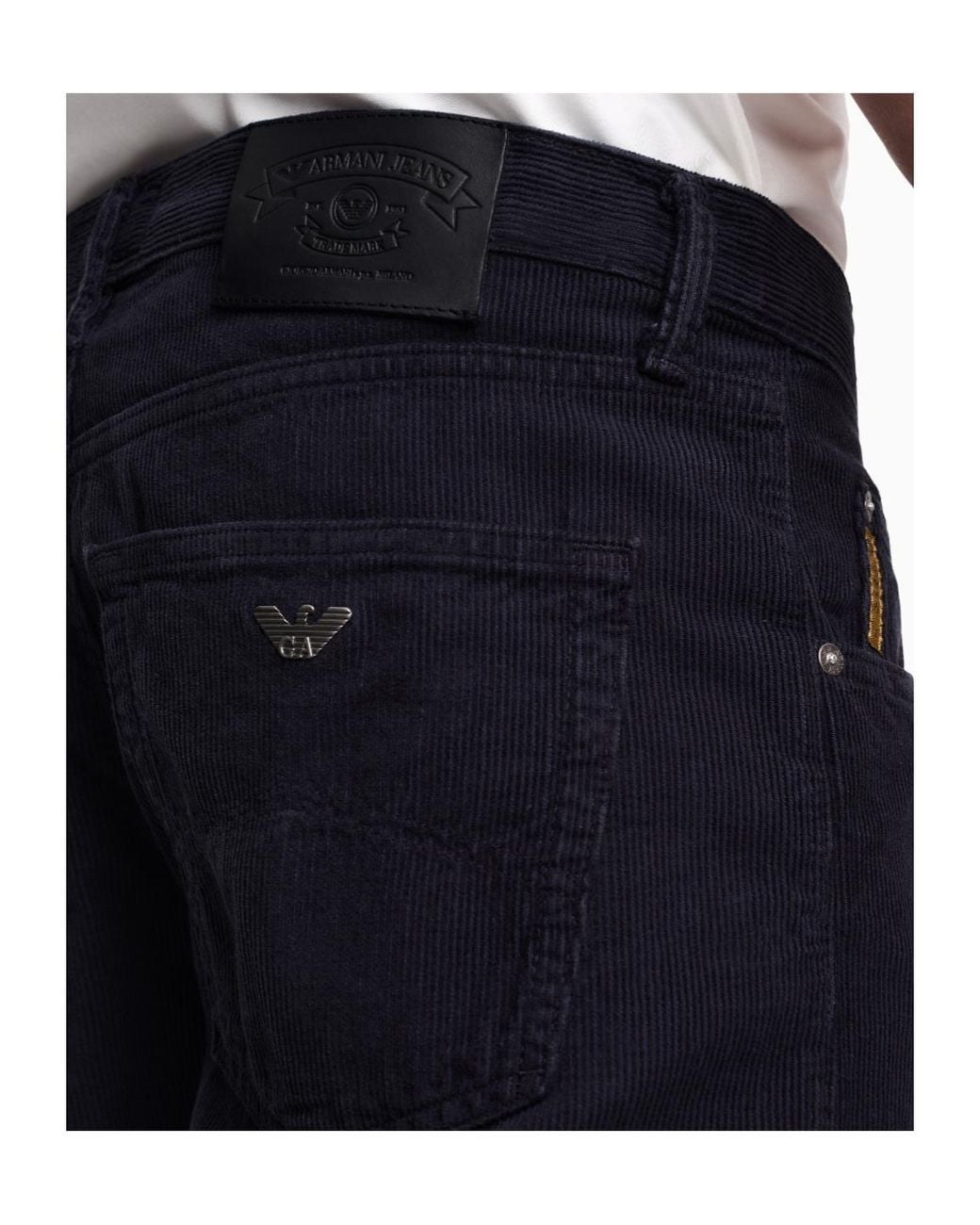 Emporio Armani Blue Regular Fit Five-Pocket Trousers for men