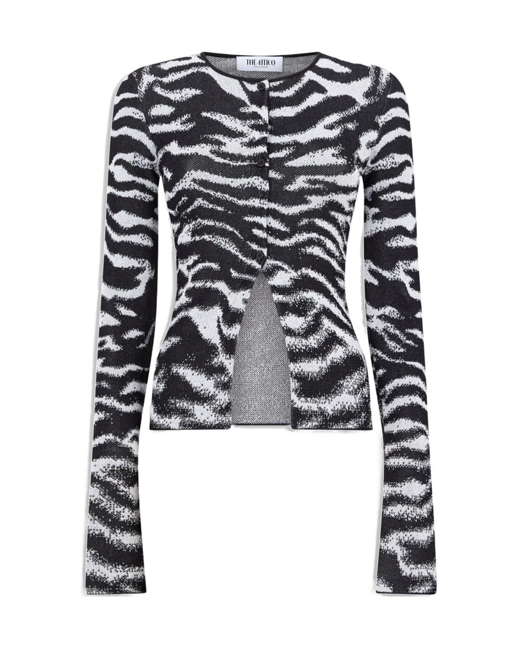 The Attico Black The Animal Pattern Fitted Cardigan