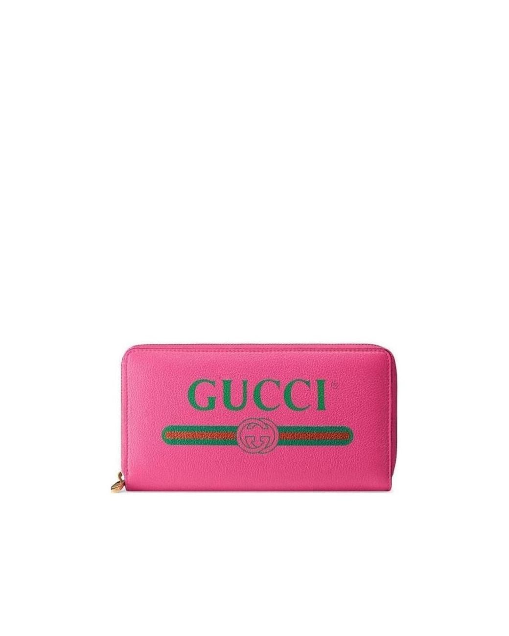 Gucci Pink Logo Printed Zipper Wallet for men