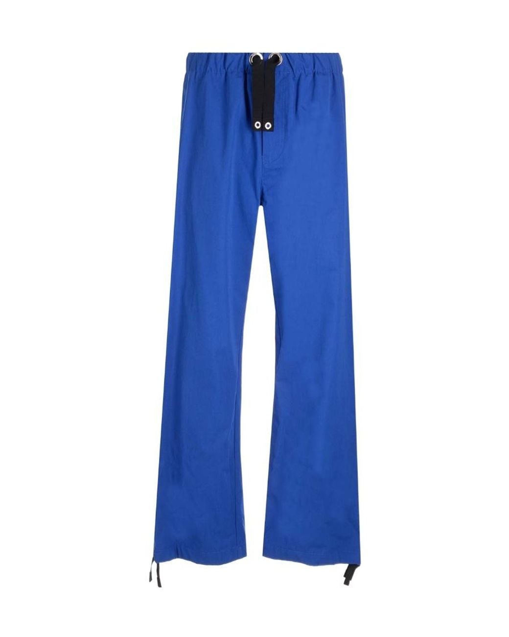 Versace Blue Logo-Embroidered Straight-Leg Drawstring Trousers for men