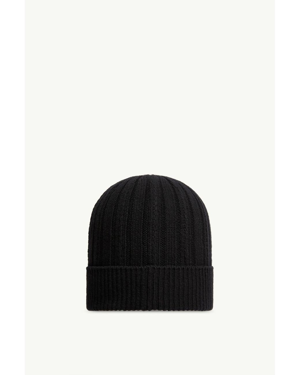 Moncler Black Logo Patch Ribbed Beanie