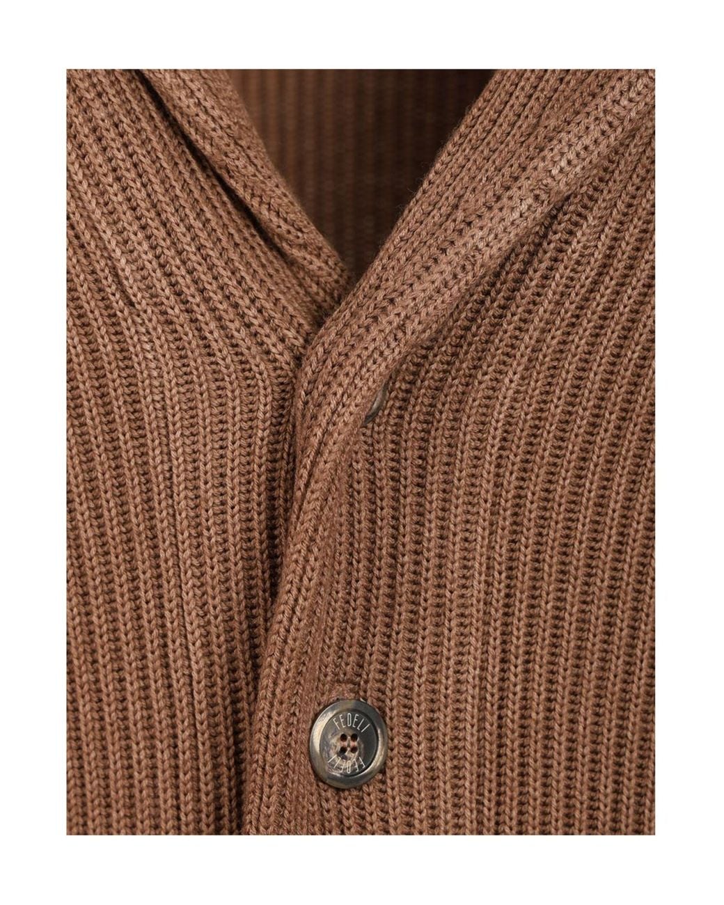 Fedeli Brown Long-Sleeve Cardigan for men