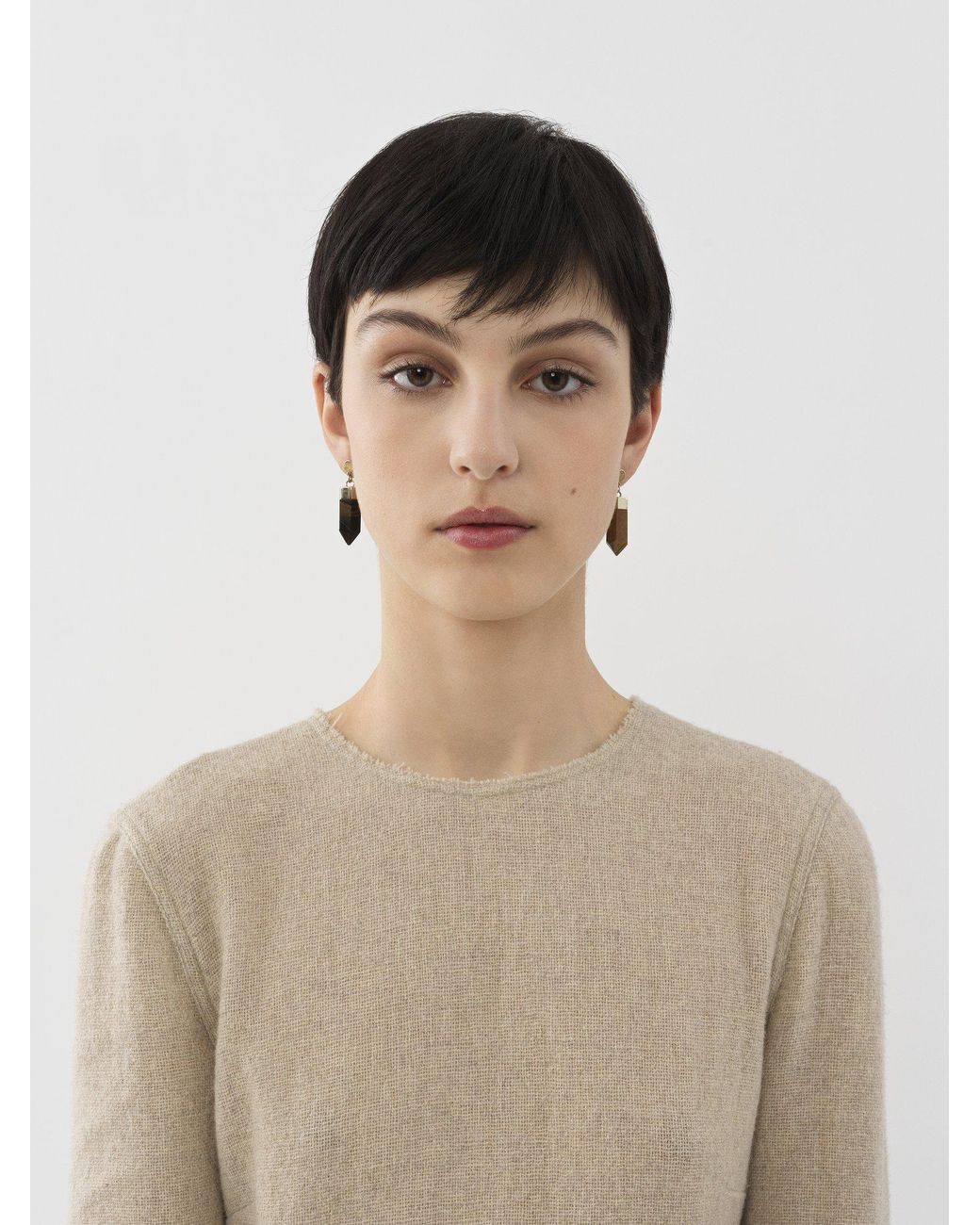 Chloé White Jemma Tiger-Eye Drop Earrings