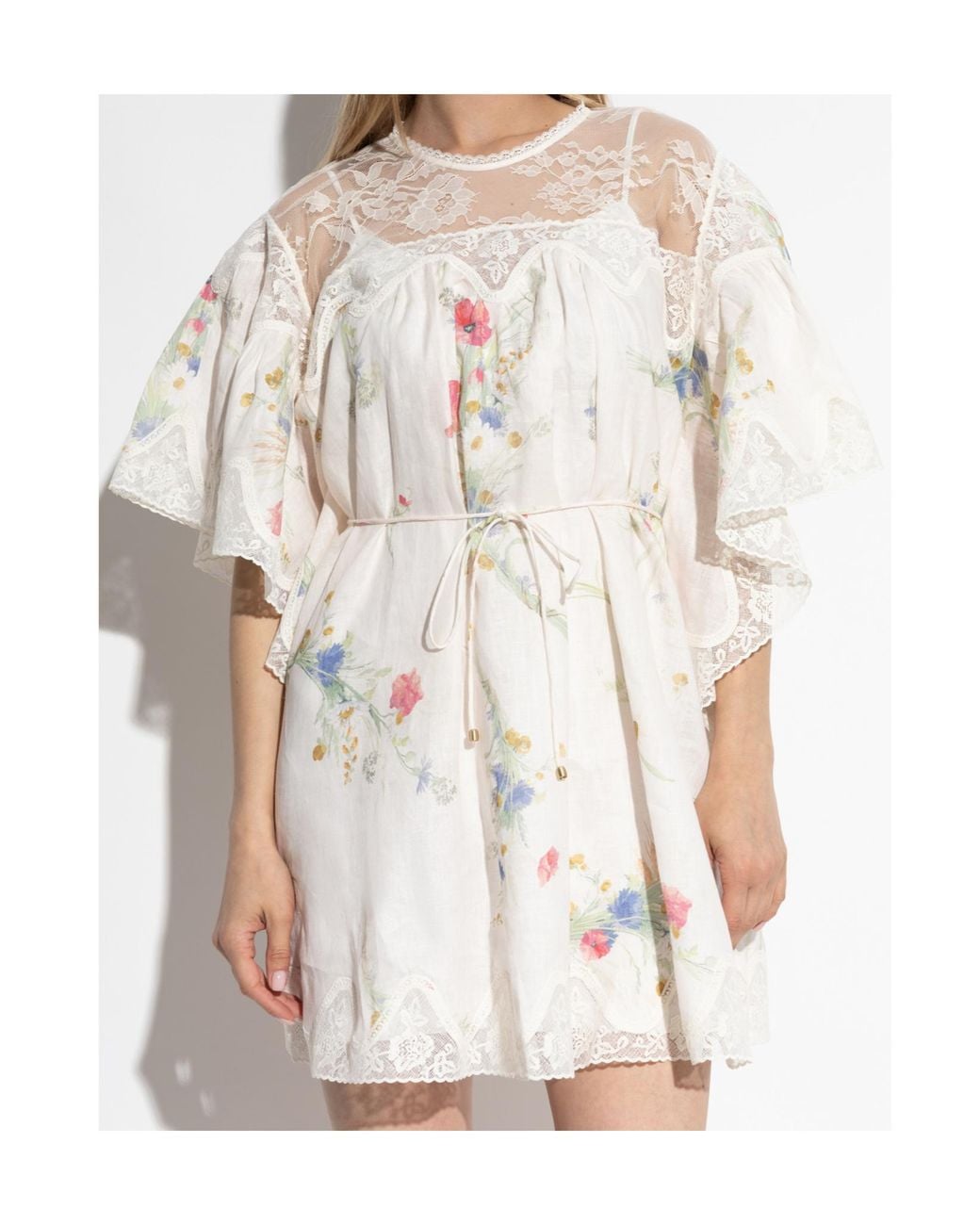 Zimmermann White Lucky Lace Trim Mini Dress