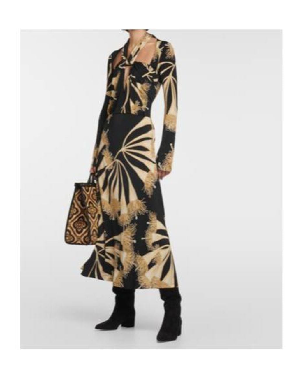 Johanna Ortiz Black Halterneck Jersey Midi Dress