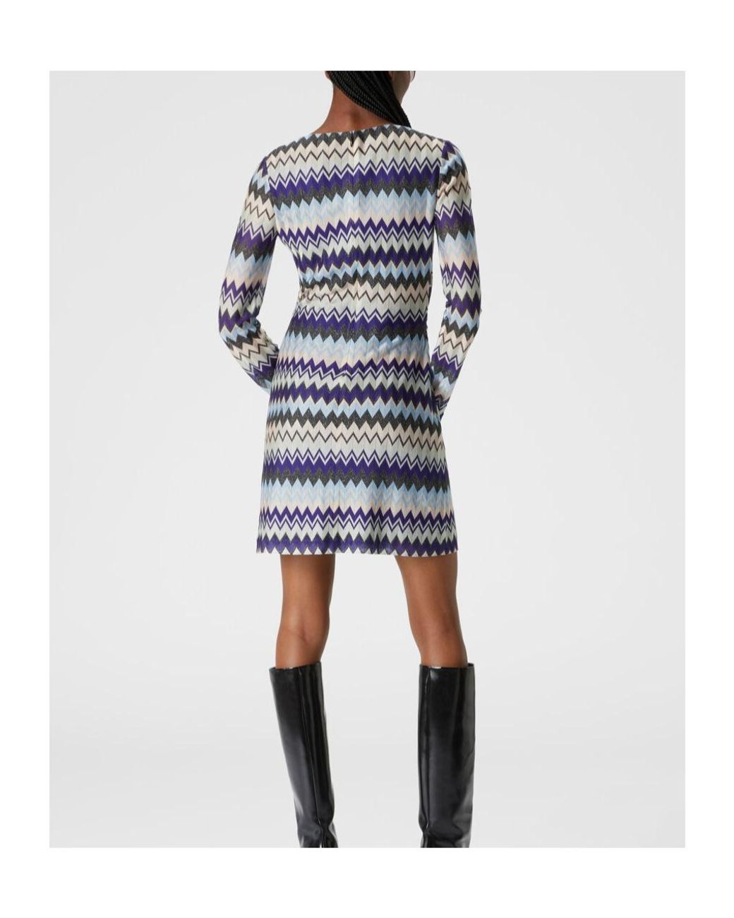 Missoni Blue Zigzag-Pattern Mini Dress