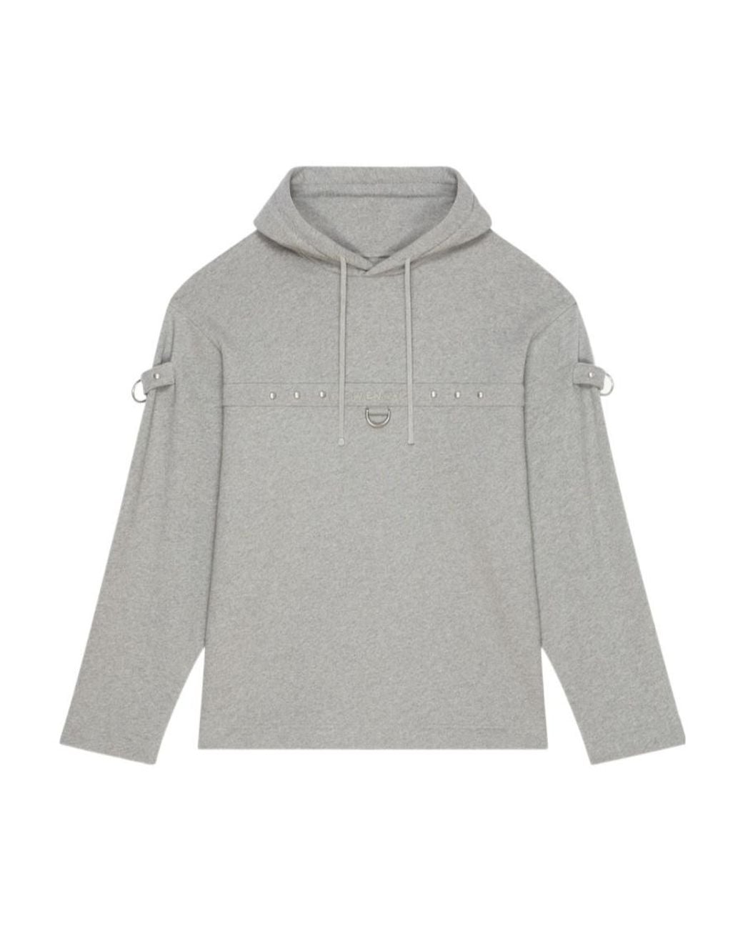 Givenchy Gray D-Ring Drawstring Hoodie for men