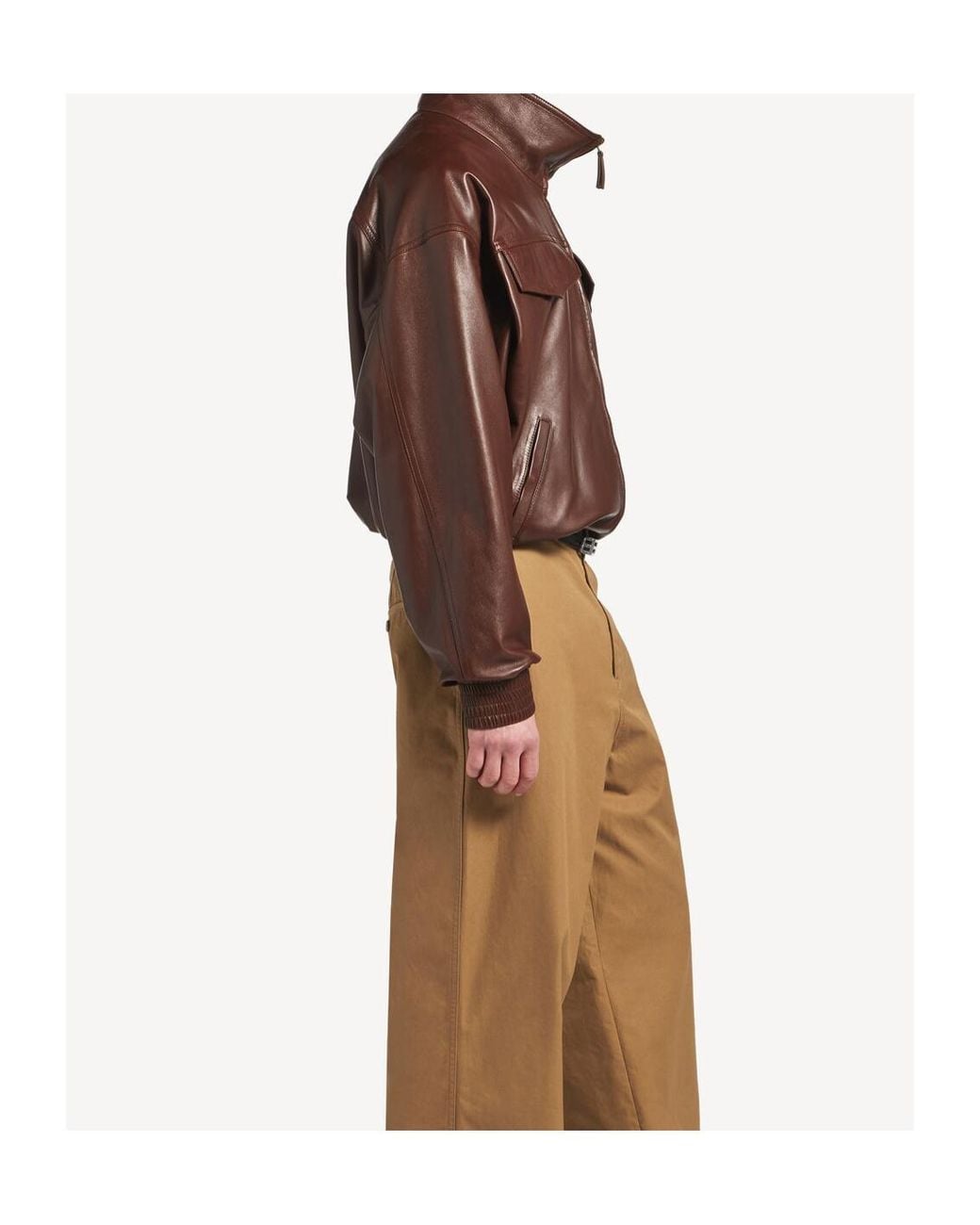 Balenciaga Brown Apos;S Smooth Leather Oversized Bomber Jacket for men