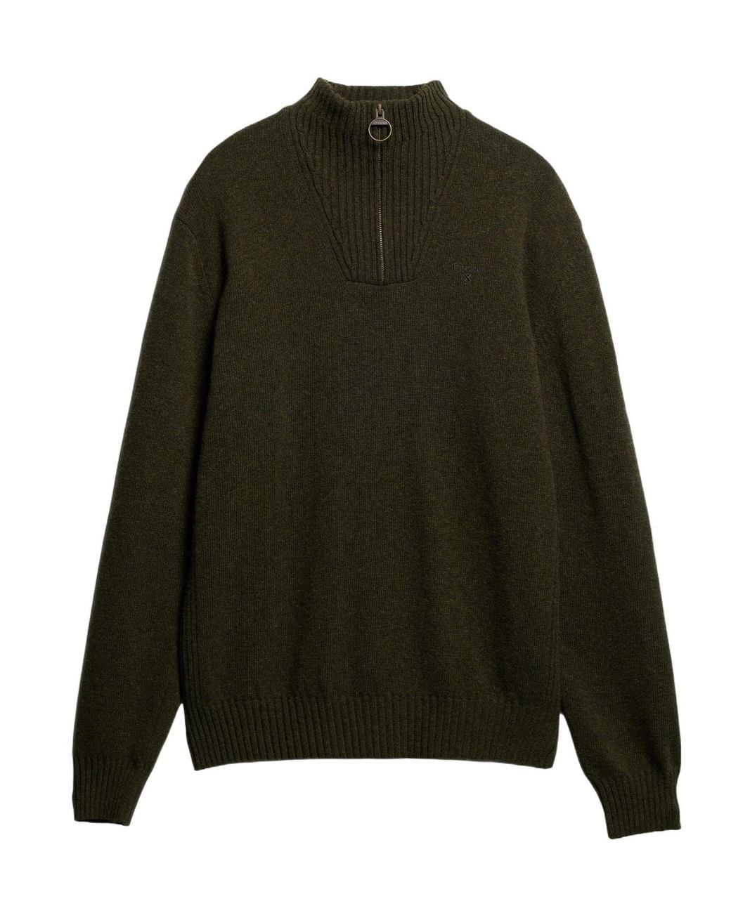 Barbour Green Half-Zip Mock Neck Knit Sweater for men