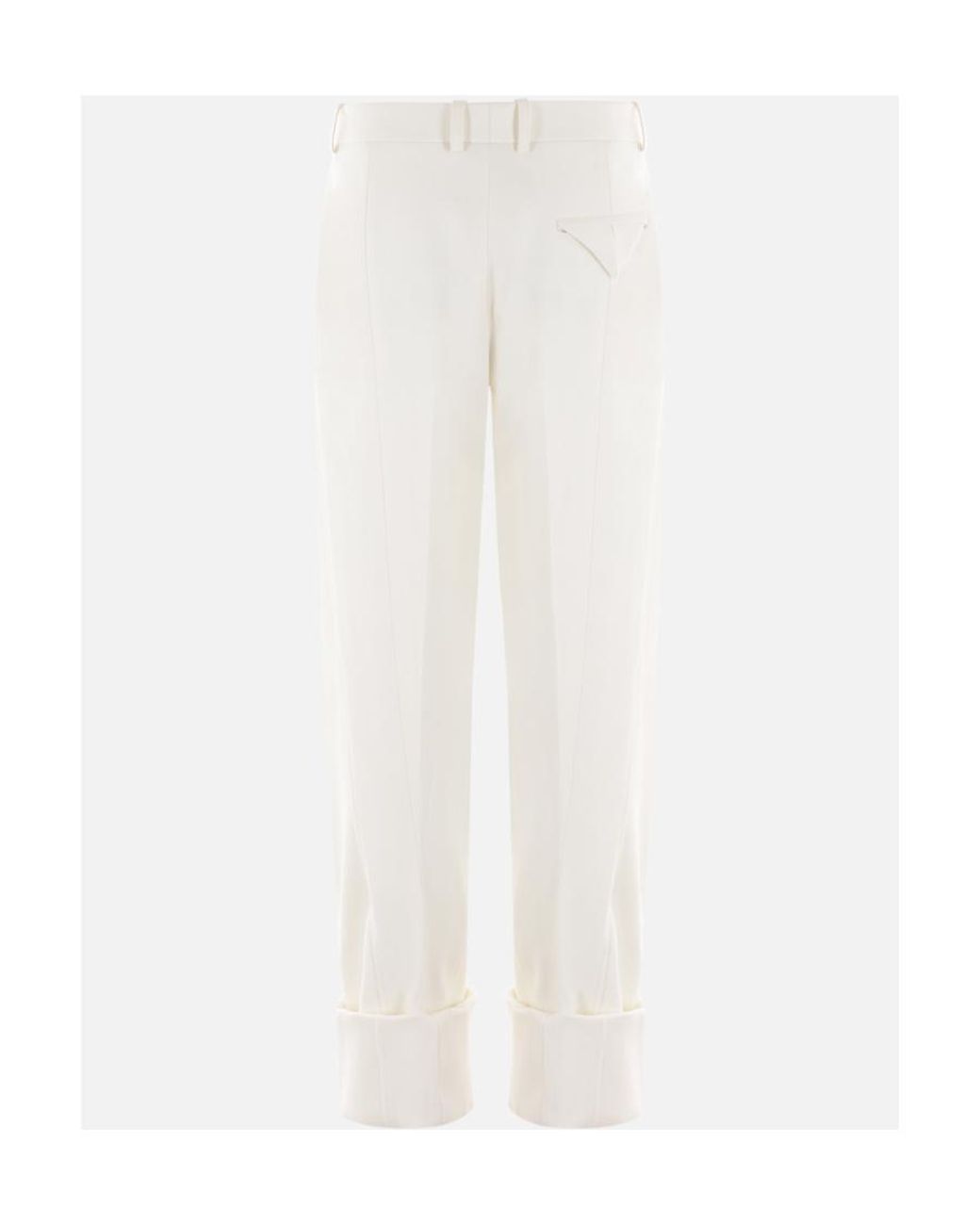 Bottega Veneta White Straight-Leg Turn Up Hem Trousers