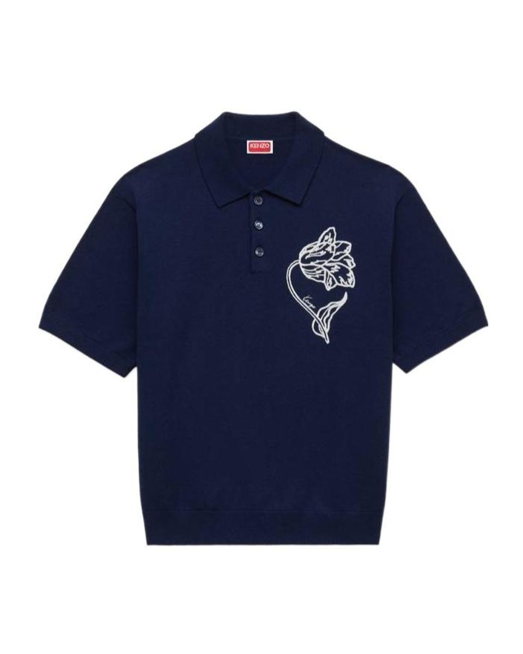 KENZO Blue Tulip Embroidered Polo Shirt for men