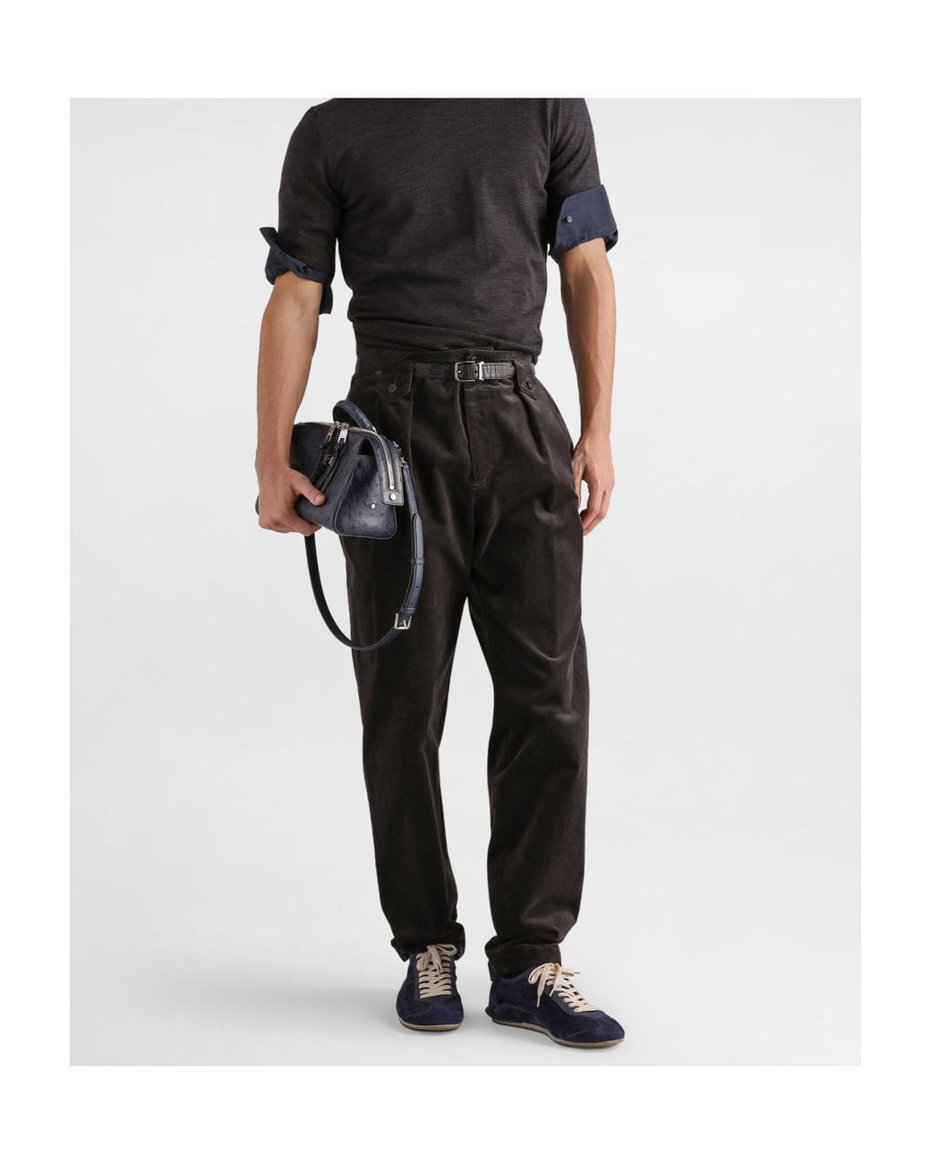 Dolce & Gabbana Black Pleated Velvet Trousers for men