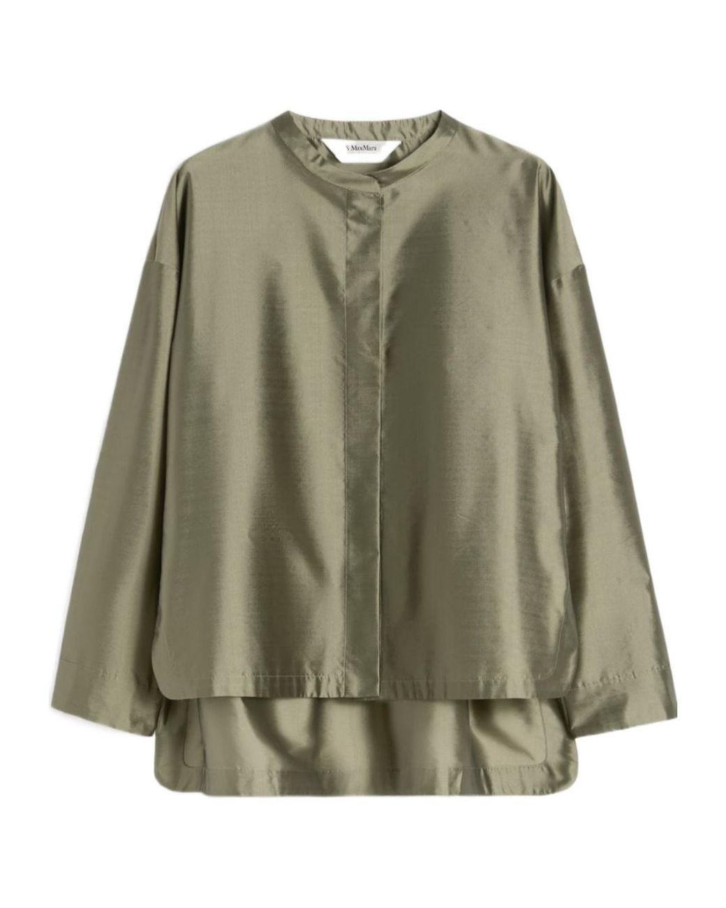 Max Mara Green Satin Oversized Shirt