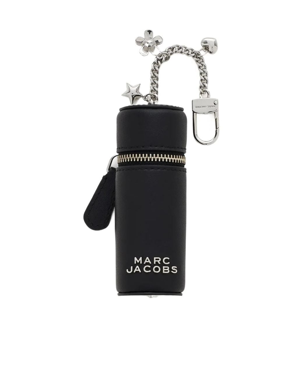 Marc Jacobs Black The Lipstick Logo Lettering Zipped Bag Charm