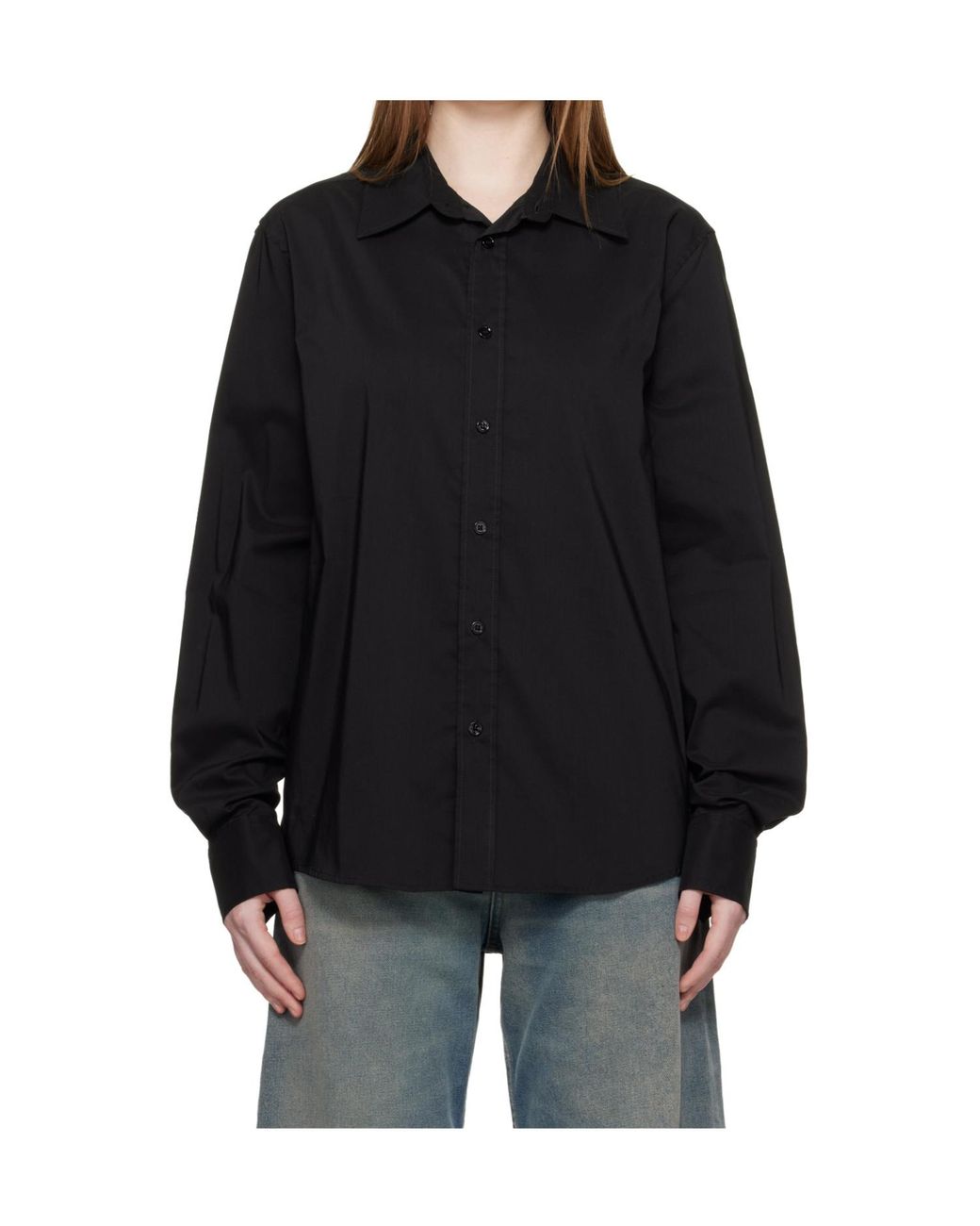 MM6 by Maison Margiela Black Long-Sleeved Collared Shirt