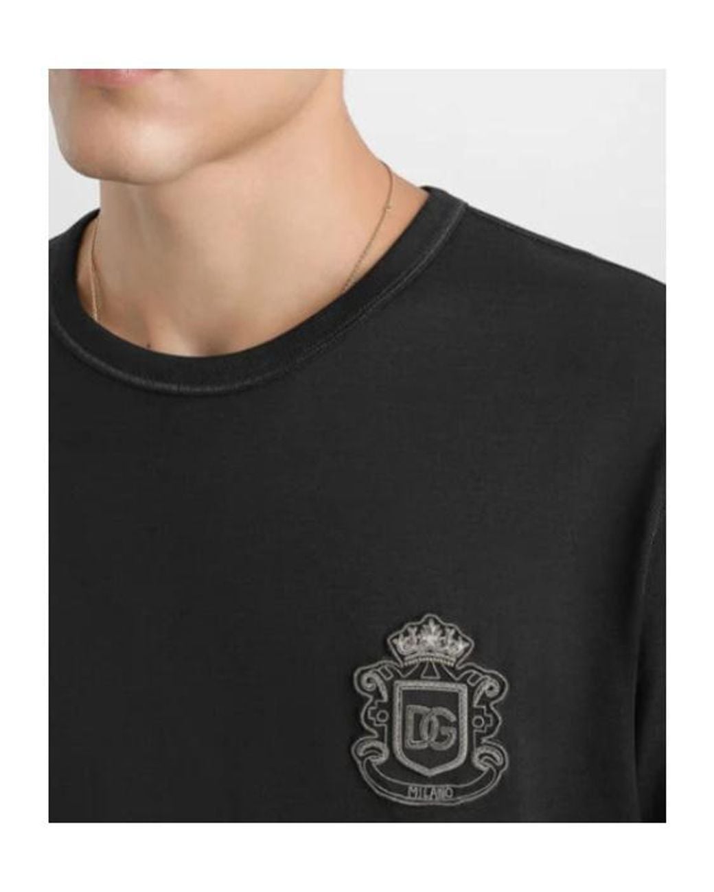 Dolce & Gabbana Black Heraldic Patch Short-Sleeved T-Shirt for men