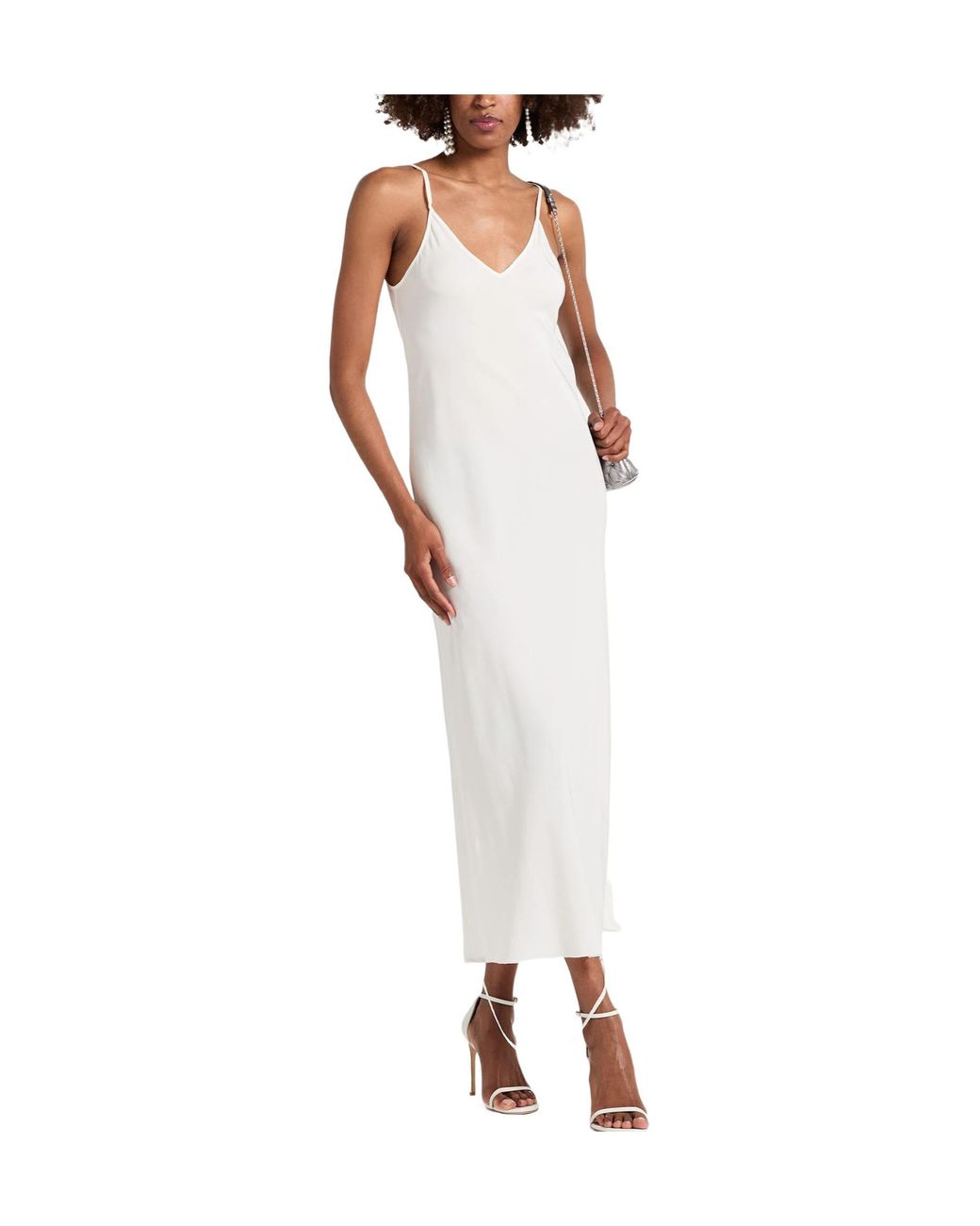 Maison Margiela White Satin Spaghetti Strap Dress