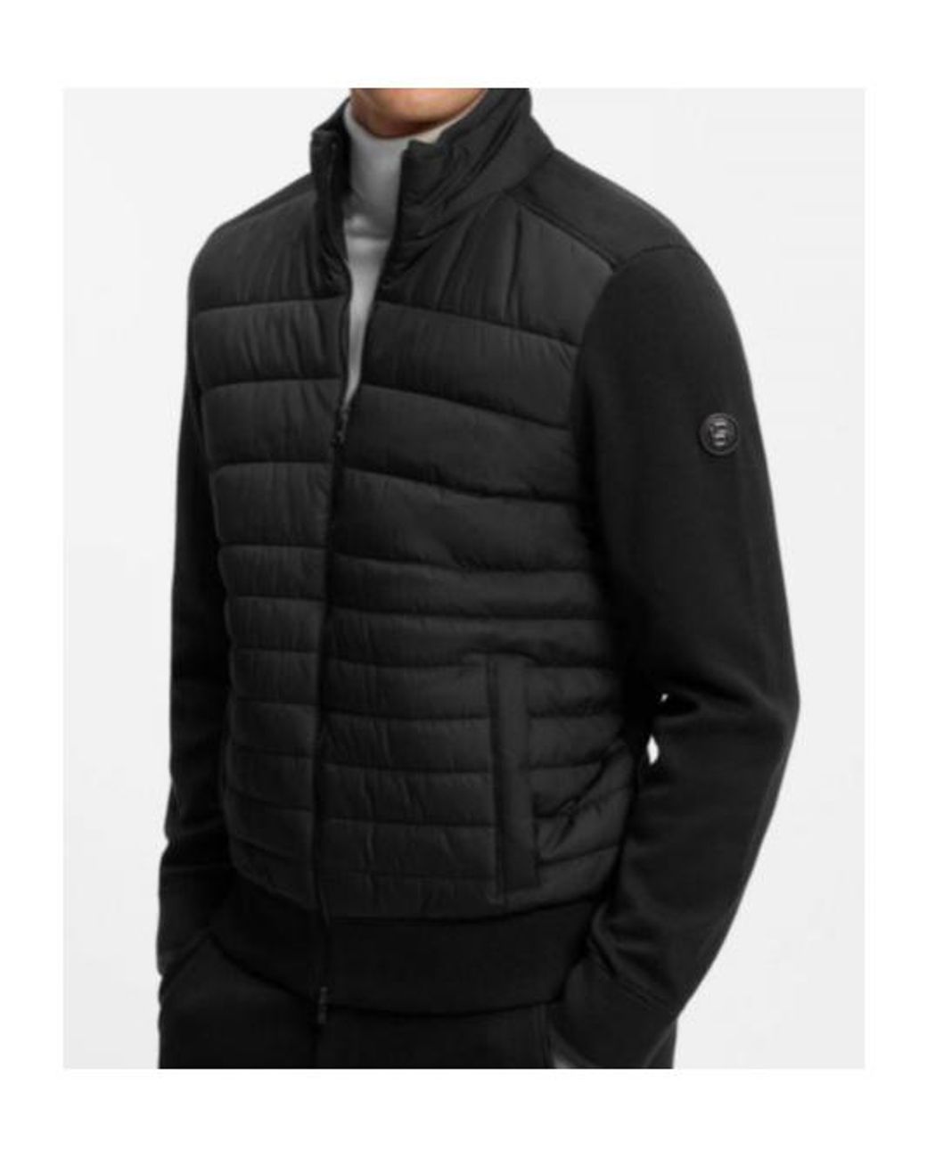 Boss Black Quilted Stand Collar Jacket for men