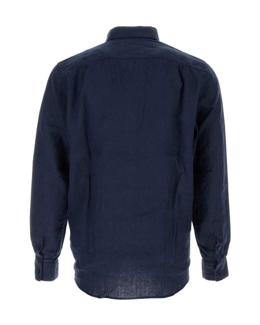 Vilebrequin Blue Long Sleeve Pocket Linen Shirt for men