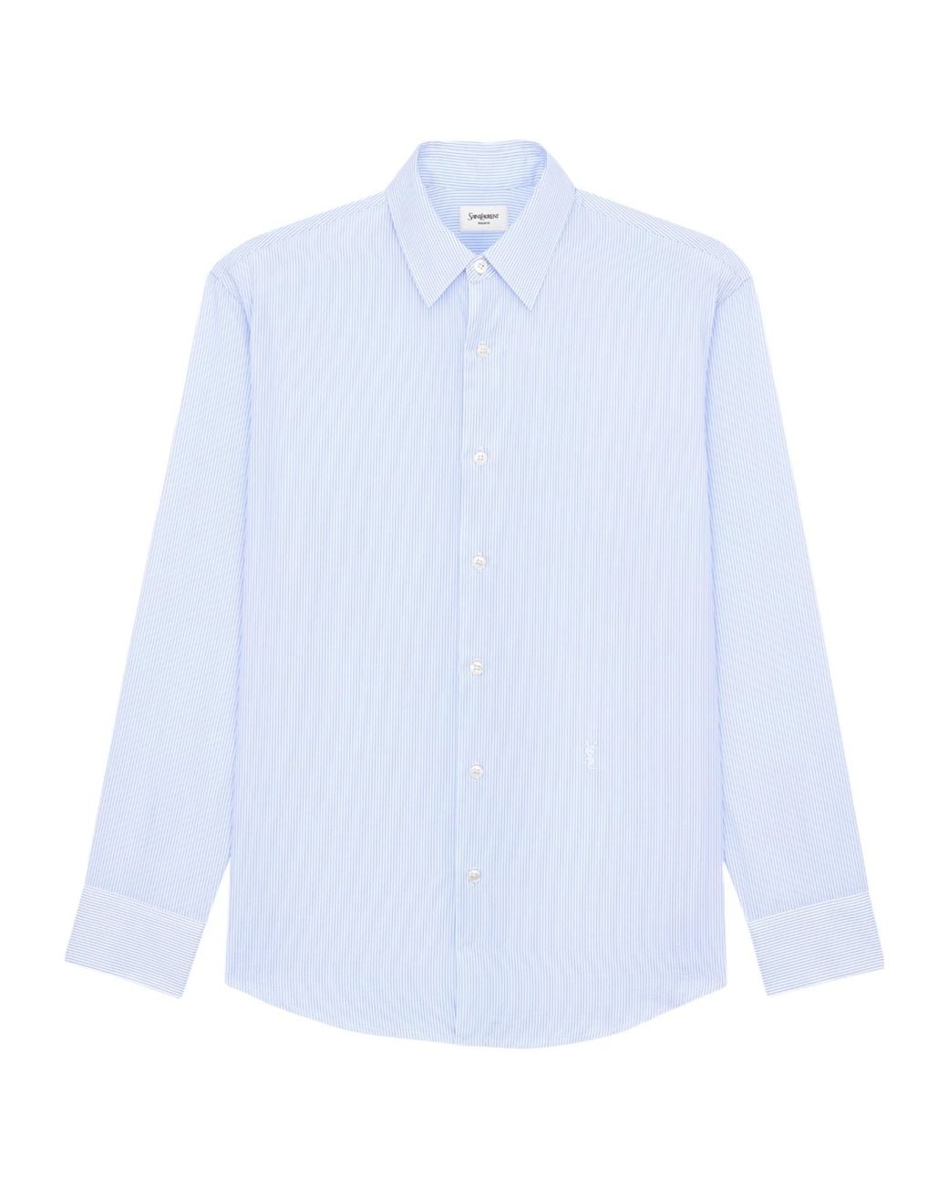 Saint Laurent White Cassandre Striped Shirt for men