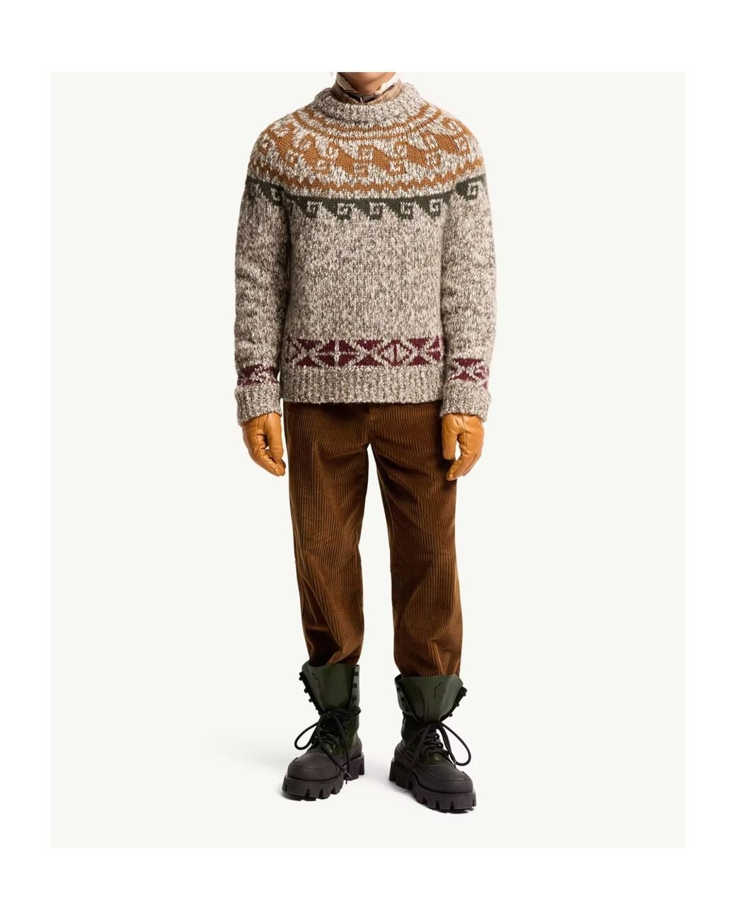 Moncler Brown Grenoble Geometric Jacquard Jumper for men