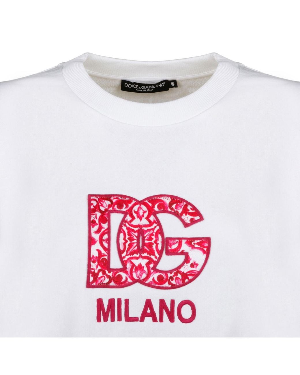 Dolce & Gabbana White Jersey Sweatshirt With Dg Patch