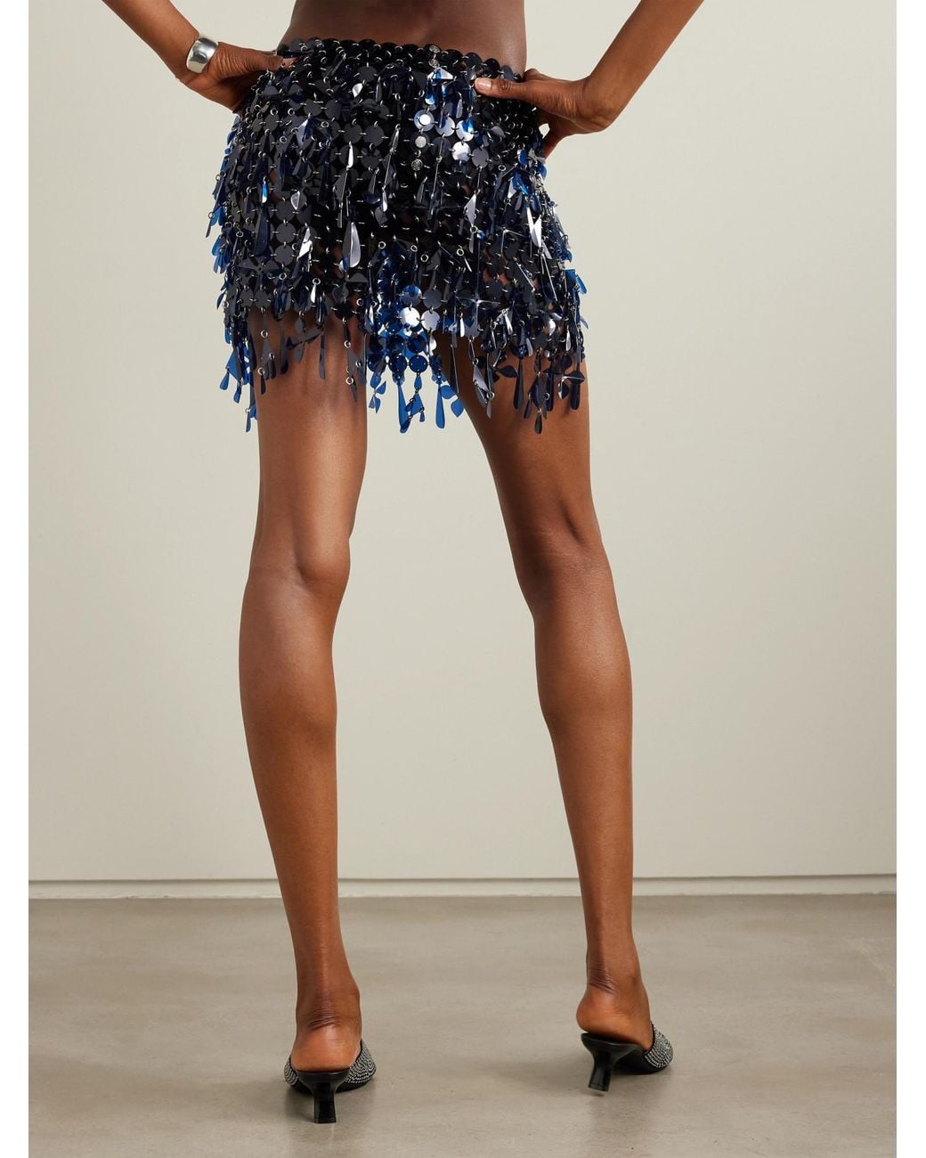 Rabanne Blue Assemblage Sequined Mini Skirt