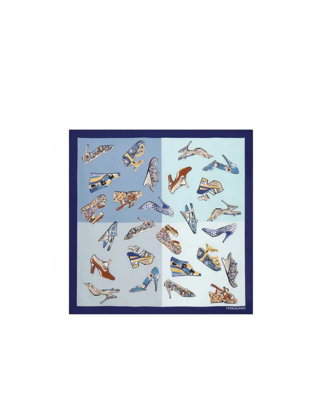 Ferragamo Blue Ferragamo Graphic Print Scarf