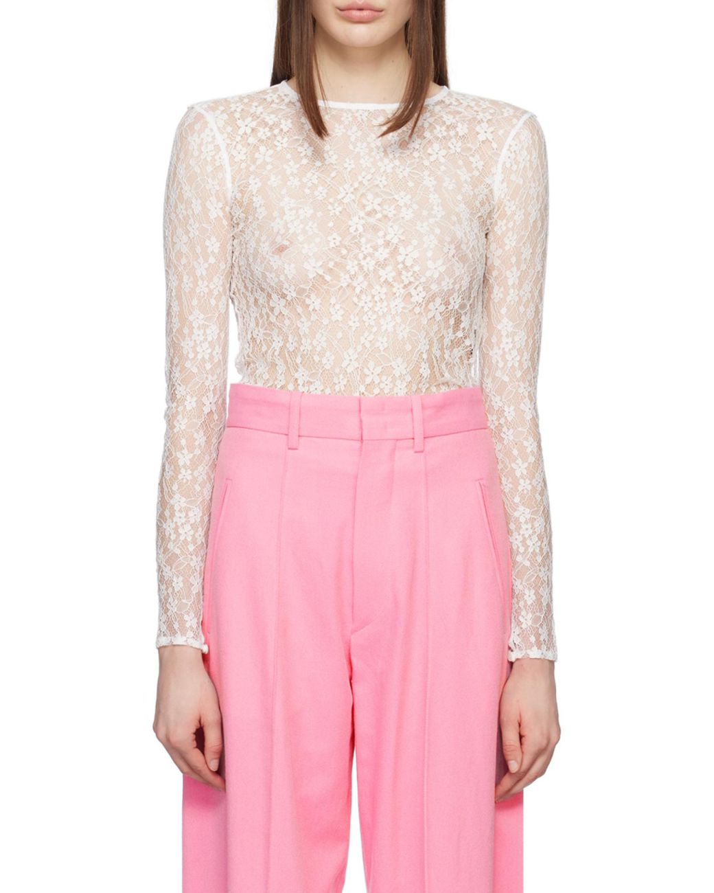 Isabel Marant White Toyela Lace Crewneck Top