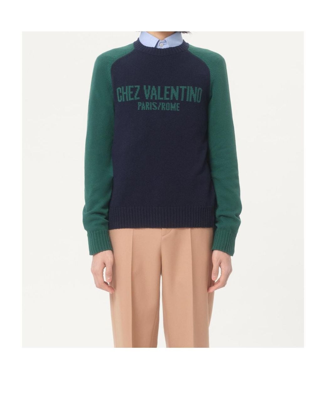 Valentino Blue Chez Logo Intarsia Crewneck Jumper for men