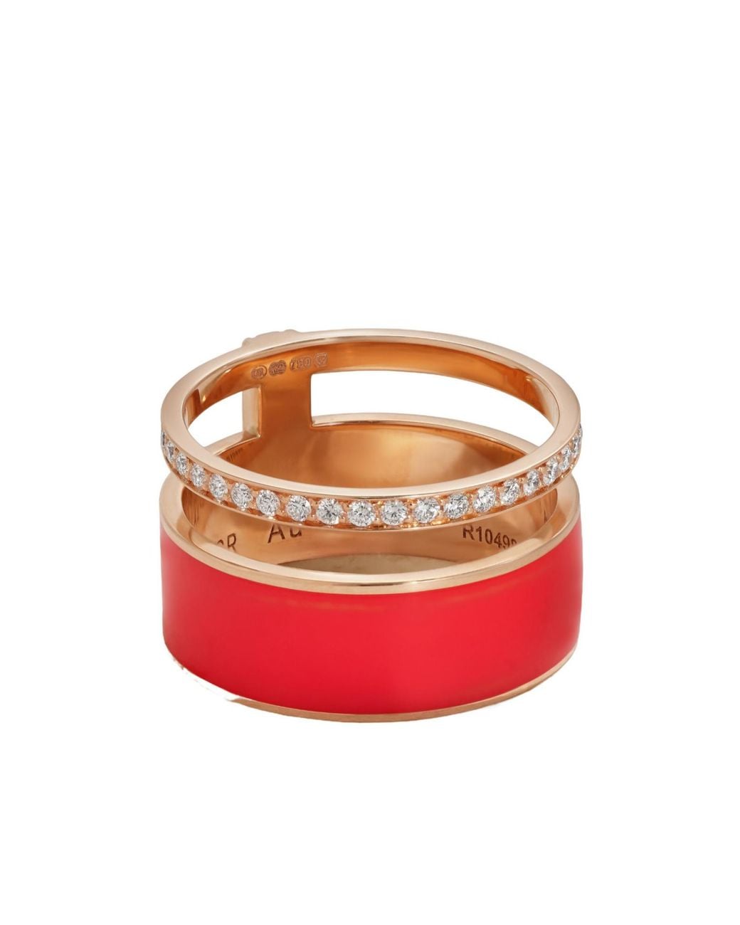 Repossi Pink 18-Karat Rose, Lacquer And Diamond Ring